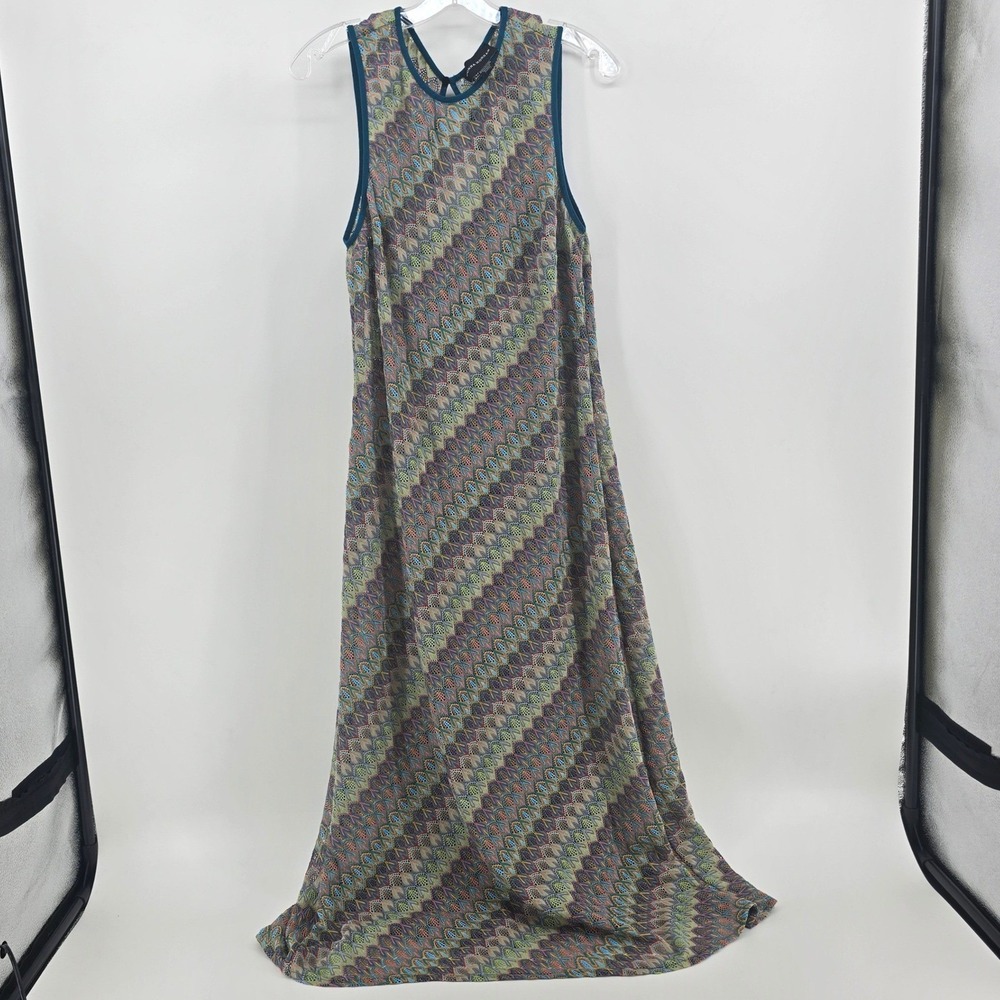 Donna Morgan Womens Size 16 Multi Color Chevron Crochet Knit Sheer Maxi Dress